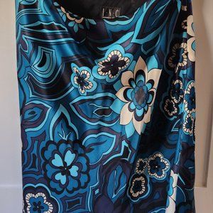 Women's INC International Concepts size 10 turquoise & black silk skirt